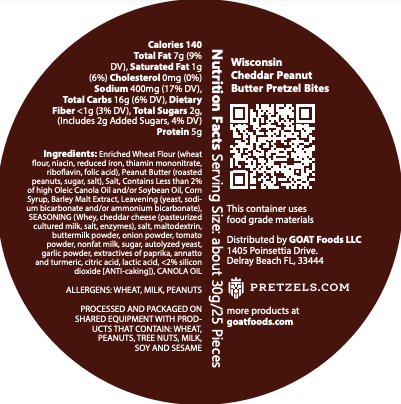 Wisconsin Cheddar Peanut Butter Pretzel Bites